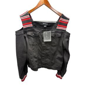 Blue Faith Plus Denim Jacket sz 26 Cut Out Shoulder NEW # H850-C